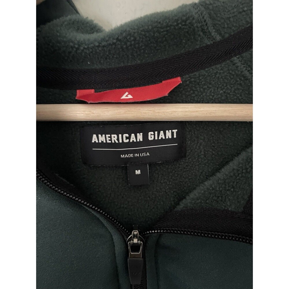 American Giant Hoodie Mens Medium Green Full Zip Fleece Made In USA Sweatshirt - Picture 2 of 6
